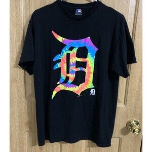 MLB Detroit Tigers Black T-Shirt with Tie-Dye Logo